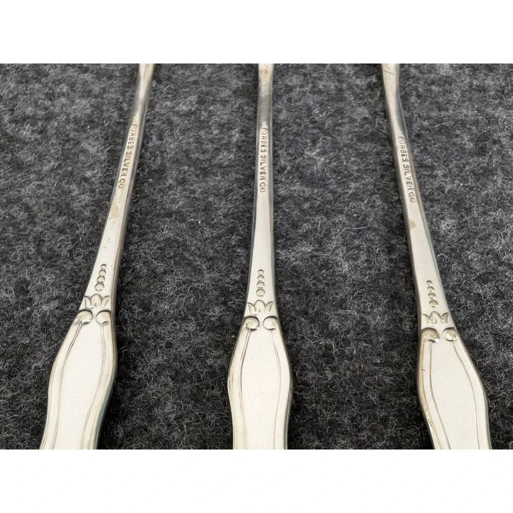 Forbes Silver Co Clovis Silverplate Cocktail Forks Vintage Floral 6 In Set of 3